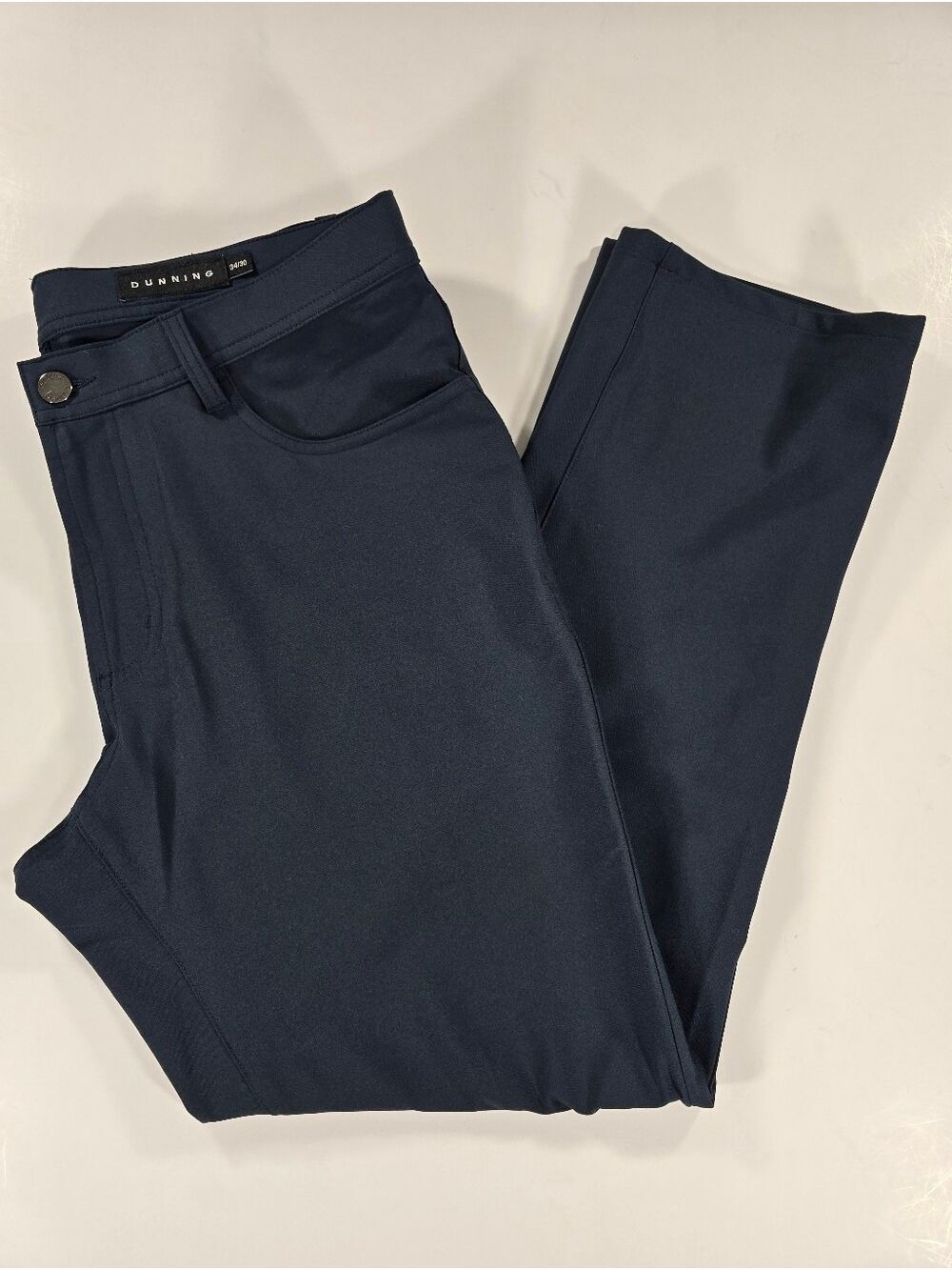 Dunning Golf Pants Performance Stretch 5 Pocket Chino Dark Blue Mens 34X28